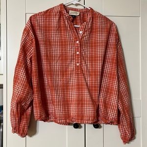 Orange Plaid Button up
